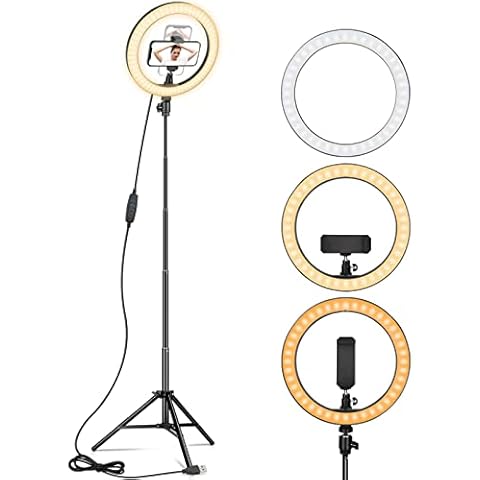 Ring Light 10" with 67" Extended Tripod Stand & Phone Holder for YouTube Video, Camera Led Ring Light for Streaming, Makeup, Selfie Photography Compatible with iPhone Android Cover