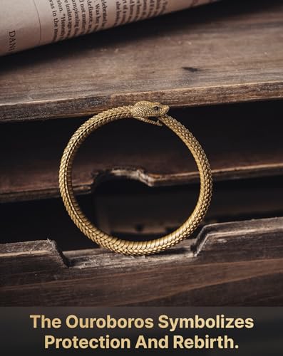 COPPERTIST.WU Ouroboros Bracelet Snake Cuff Bangles Talisman Viking Jewelry Gifts Retro Brass Bracelets for Men Women (4 Sizes)3