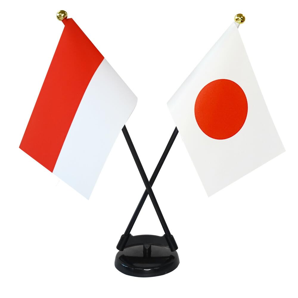 Amazon | TOSPA インドネシア×日本 国旗 ミニフラッグ 2本立てクロス