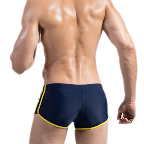 Mens Swimwear Sexy Sport Shorts Tie Rope Swim Trunks Deep Blue