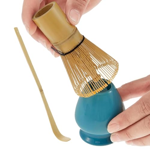 Kit de matcha - Batidor y tazón de matcha - Kit de ceremonia de matcha para ceremonia de té japonesa, batidor, cuchara de té y soporte para batidor de matcha