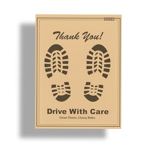 Image of disposable car Floor Paper Mats (pack of 500) | Disposable Thank You foot paper sheets (17x23 Inch) - Oil & Dirt Resistant Protection leg paper mats for Detailing & Car Wash