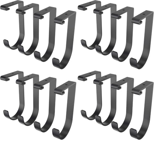 Image of FLEXIMOUNTS 16 Pack Add On Storage Flat Hook Accessory for Garage Ceiling Rack and Wall Shelving, Max Weight Capacity up to 50lbs, Black
