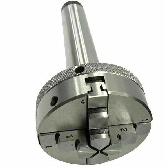 Mandrin autocentrant 4 mâchoires acier usiné filetage fin MT2 M14