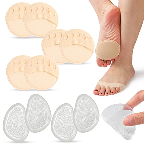 Pack 10 Almohadillas (Mejoradas) Metatarsianas y Gel Reutilizables para Pies Confort Total-Prevención y Alivio de Dolor de Antepié-para Zapatos, Zapatillas, Tacones y Sandalias para Mujeres y Hombres