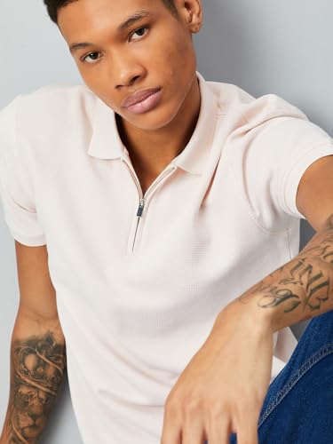 Image of Max Men Textured Zipper Polo T-Shirt
