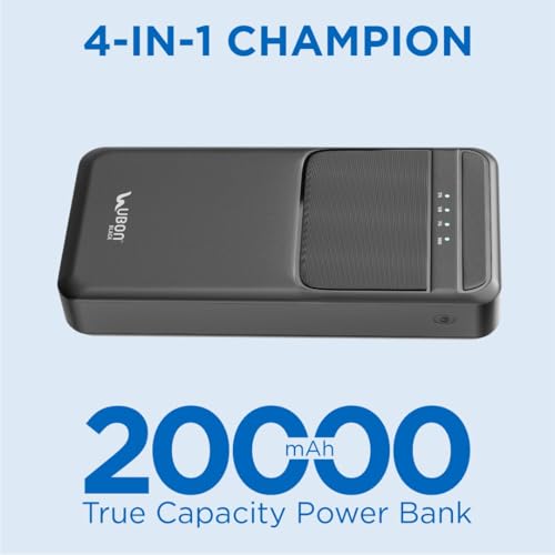 Image of Ubon 20000 mAh 15W Fast Charging Power Bank | Multiple Ports | Smart Ic Protection | for iPhone, Android & Other Devices, Black - PBX2002
