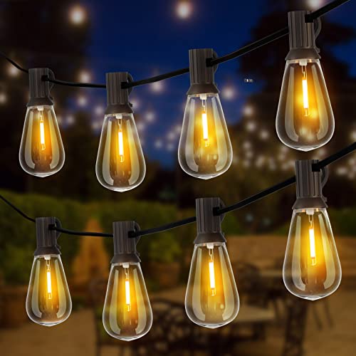 LED Lichterkette Außen, GLUROO 36.6M Lichterkette Glühbirnen Außen Strom mit 60+2 ST38 Plastik Glühbirnen, 2200K Warmweiß, Wasserdicht Außen Lichterketten für Garten,Terrasse,Partys Cover