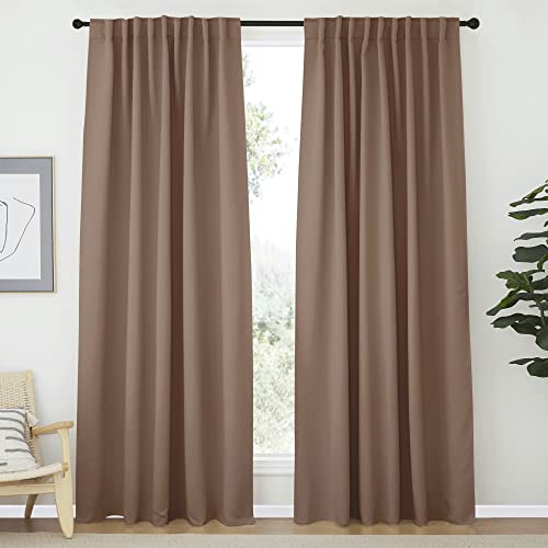 NICETOWN Blackout Curtain Panel for Living Room - (Cappuccino Color) 70 inches Wide by 84 inches Long, 2 Panels, Insulated Room Darkening Window Drape