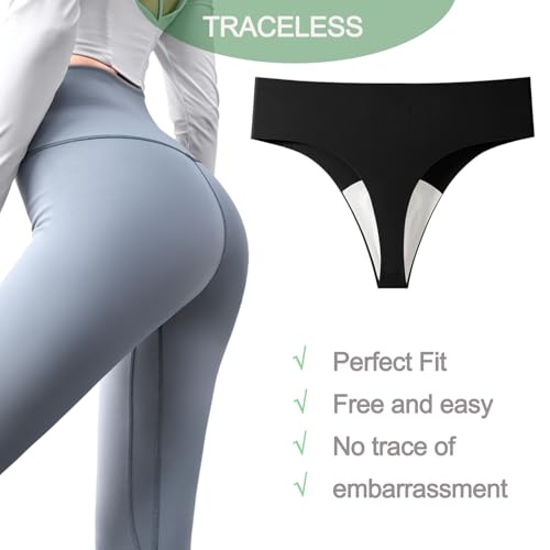 Camel Toe Underwear for Women 3 Pack Anti Wedgie Seamless Thongs | No Show Panties & Moisture-Wicking Workout Thongs4