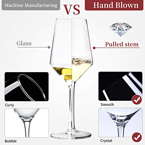 White Wine Glasses,Wine Glasses Set Of 2-15 Ounce, Hand Blown Burgundy Red Wine Glass,Long Stem Premium Crystal Large Wine Glass,Gift For Wedding Anniversary Christmas,Clear #TOP7