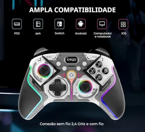 ipega Controle PC Sem Fio – Controle para PC Compatível com Windows,Steam,Switch, PS3, PS4, Android
