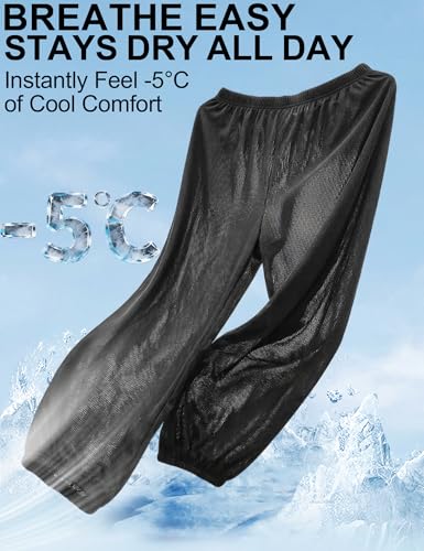 Image of Venzina Track Pants for Women Joggers Pants for Women 5C Ice Silk Cooling Tapered Slimming Ankle Pants with Elastic Waistband for Gym Workout Running Travel