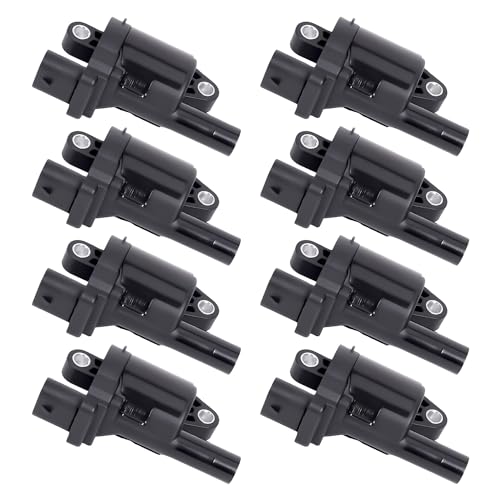 Motorevo 8PCS Round Ignition Coil Pack fit for 5.3L V8 Compatible with GMC Sierra 1500 2007 2008 2009 2010 2011 2012 2013 Chevy Silverado 1500 Yukon Tahoe Trailblazer Avalanche Envoy Replaces UF414