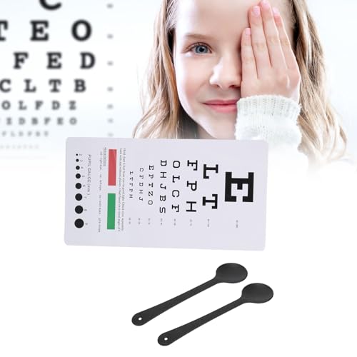 Acouto Doppelseitige Sehtafel, Farbsehtest, 2 Stück Augenverschluss Im Lieferumfang Enthalten, Optometrische Untersuchung Im Abstand von 6 Zoll, Ideal für Optiker und Studenten der