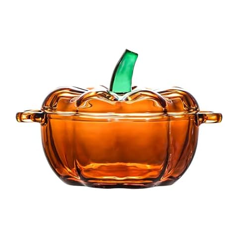 binsakao Pumpkin Glass Bowl with Lid Cover