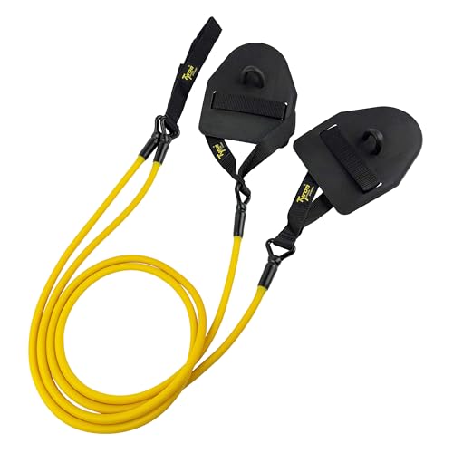 Tyron Latex-Zugseil mit Handpaddles (geringer Widerstand) | Zugseil | Schwimmtraining mit Handpaddles | Armzug-Training für Schwimmer und Triathleten