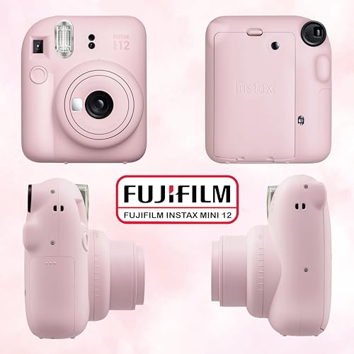 Image of Fujifilm Instax Mini 12 Instant Camera Bundle with Fujifilm Instax Mini Instant Film Value Pack (60 Sheets) with Accessories Including Protective Case, Strap, Photo Album (Blosssom Pink)