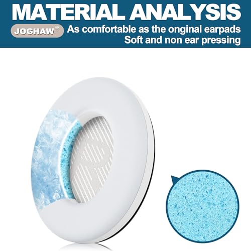 Image of Full Cooling Gel Replacement Earpads for Bose QuietComfort QC35 Headphones Ear Pads Cushions with Breathable Ice Silk Fabric, High-Density Noise Cancelling Foam - White