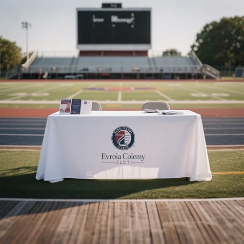 Customized Tablecloth with Logo 4/5/6/8/10FT for Business Tradeshow Events Company School Shop Welfare Organization Other Important Events Shipping Next Day (Flat tablecloth, 6FT back closed)