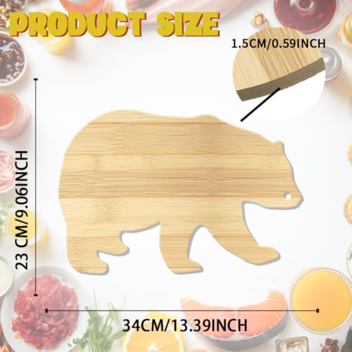Tabla de cortar de bambú con forma de oso WEBEEDY, 34x23 cm miniatura 2