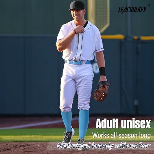 Image of LEACOOLKEY Baseball Belt and Socks Combo Set Adjustable Softball Socks and Elastic Belt for Youth and Adult