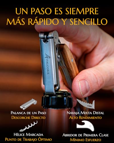 Miniatura 4 de Sacacorchos Para Profesionales - Falcork 144 Velocidad - Extracción Directa De 1 Paso, Especialista En Eficiencia, Rapidez, Ligereza Y Portabilidad