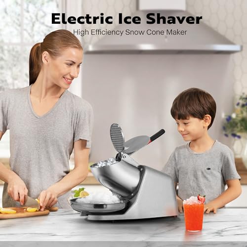 VIVOHOME Electric Ice Crusher Shaver Dual Blades Snow Cone Maker Machine Silver 173lbs/hr with Ice Pick for Home and Commercial Use - Image 3