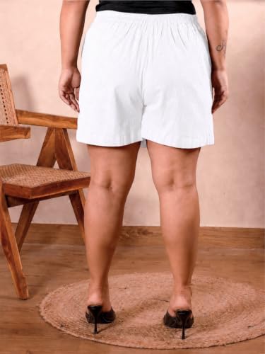 Image of Indietoga Womens's Plus Size Stretchable All Time Trendy Knee Length Versatile Cotton Skorts /Shorts (2XL to 7XL)