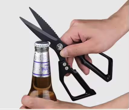 KOWT Stainless Steel Kitchen Scissors, Multi-Purpose Shears for Fish, Chicken, Vegetables, Black