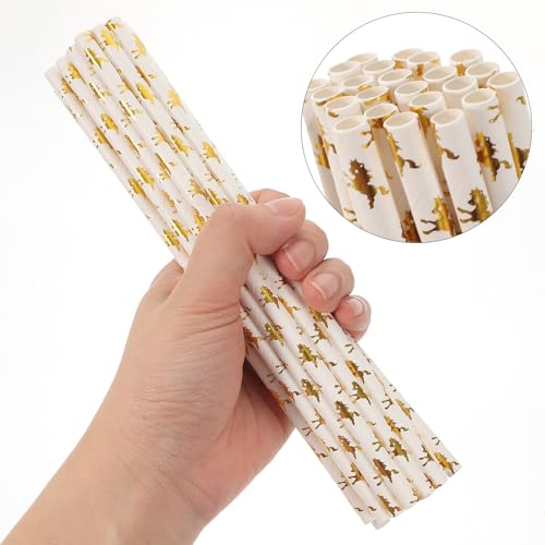Pitillos desechables de papel con foil dorado 20 cm 100 unidades miniatura 7