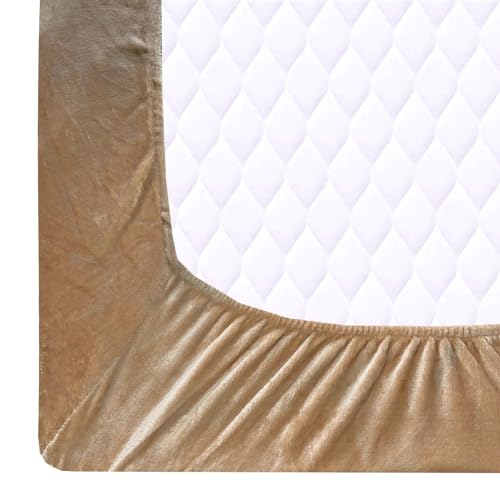 Image of Sands Flannel 300 TC Luxurious Bedsheets for Winter, King Size Fitted Warm Double Bedsheet, 72 x 78 x 10 inches, with 2 Pillow Covers (Cream)