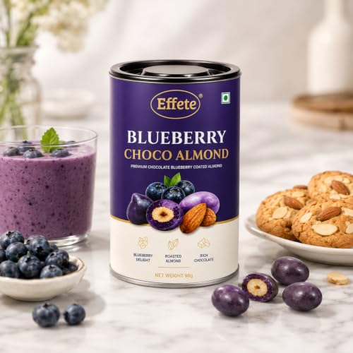 Image of Effete Choco Coated Blueberry Chocolate Almond Can - 96gm, Chocolaty Dryfruits, Chocolicious Almonds, Dryfruits chocolates packet, chocolates gift pack, chocolate box, chocolates gift hemper