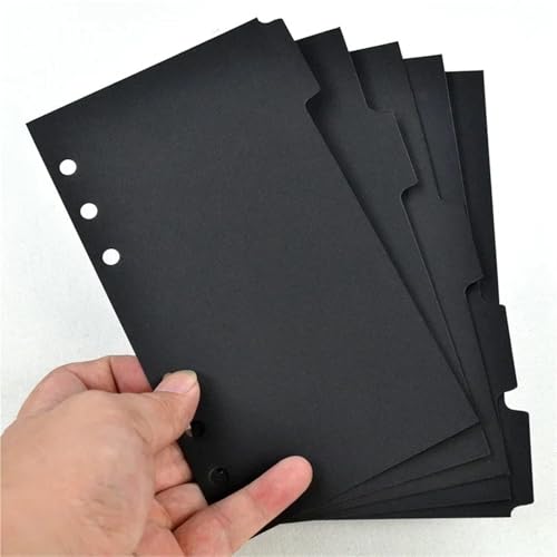 Índices Sest A6 para hojas sueltas, marcadores negros para agenda y scrapbooking