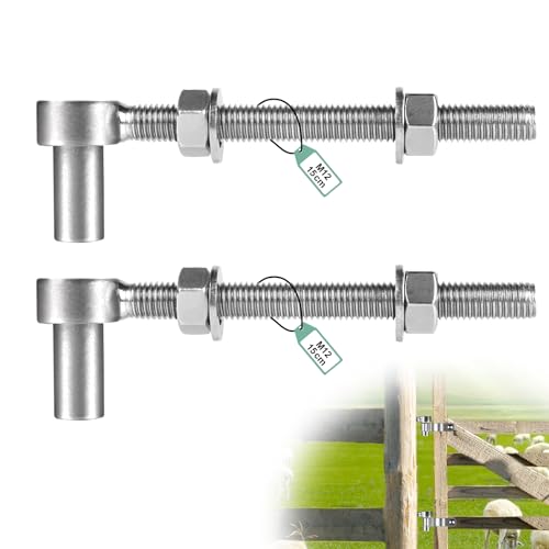 SUPAWAY 2 Pièces Charnières à Vis Réglables M12 x 150mm, Charnières à Boulon J en Acier Inoxydable 304 Quincaillerie de portails pour Portes Ferme, Portail de Jardin, Portail Bois, Entrée avec Écrou