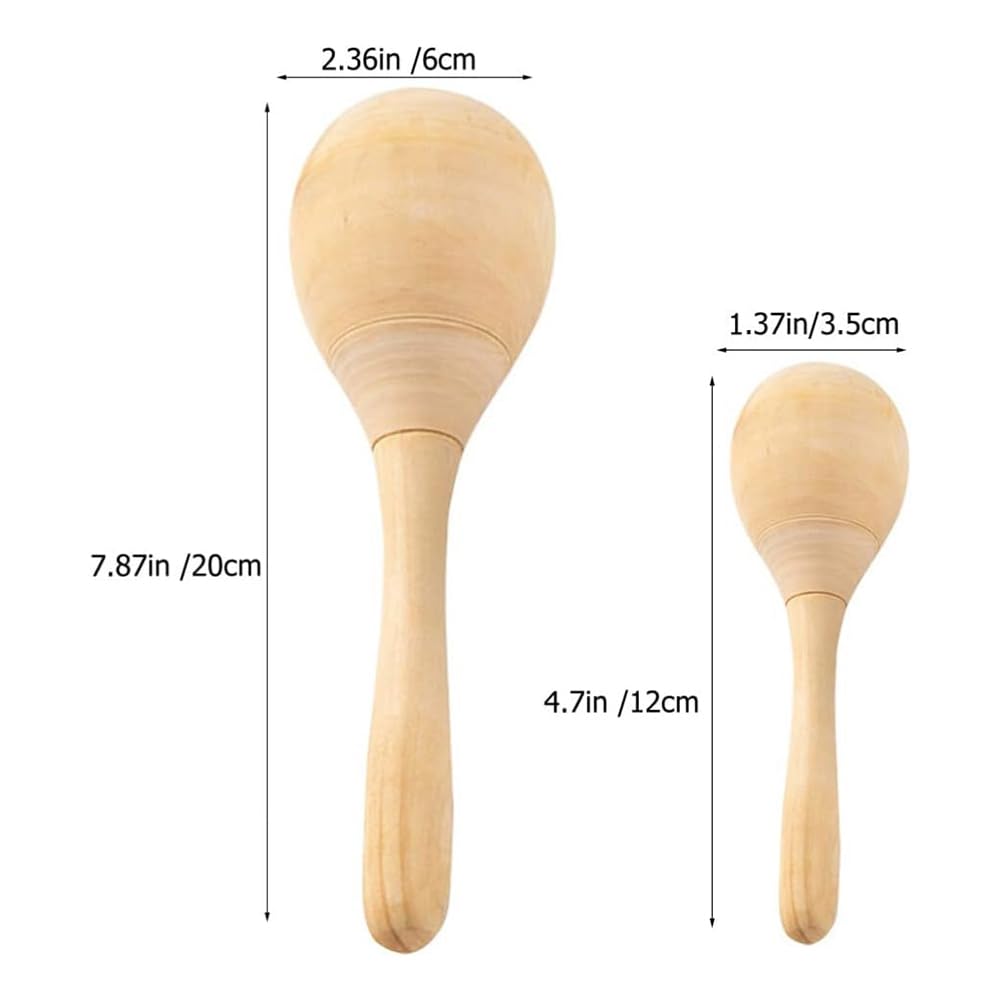 12 Piezas de Maracas de Madera Sin Terminar, Agitador de Rumba de Madera en, Sonajero Orff, Instrumento Musical de Percusión Manual