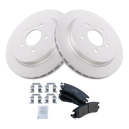 Image of TRQ Rear Brake Pad and Rotor Set Semi Metallic Coated Vented Rotors Compatible with 2003-2004 Cadillac Seville