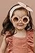 ADEWU Sunglasses for Kids Round Flower Cute Glasses UV 400 Protection Children Girl Boy Gifts (Beige/Brown)