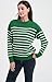 Tronjori Womens Striped Jacquard Crewneck Sweaters Pullover Casual Fall Winter Long Sleeve Knit Tops(M,DK Green White)
