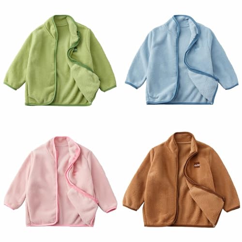 Kids Fleece Cardigan Boys Girls Lightweight Zip Windproof Solid Jacket Winter Warm Soft Long Sleeve Coat2