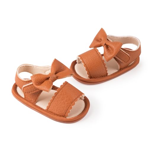 Image of HsdsBebe Baby Girls Sandals Bohemia Flower Bow Soft Sole Toddler First Walkers Beach Summer Shoes
