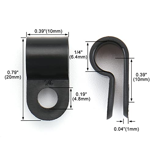 Image of BAOMAIN 1 /4-Inch R-Type Cable Clamps, 100-Pack Black Nylon Wire Management Clips, UC-1 Screw-On Cord Fasteners for Home, Office, and Industrial Use