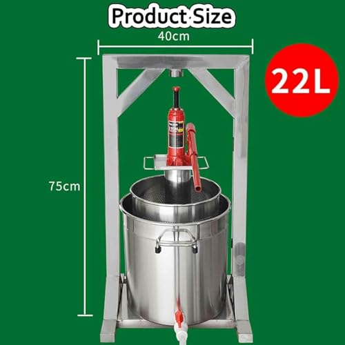 Ręczna prasa do wina owocowego, 304 inless Steel Juice Squeezer do ekstraktu z jagód z cydru jabłkowego, higieniczne narzędzie do parzenia domowego 22L