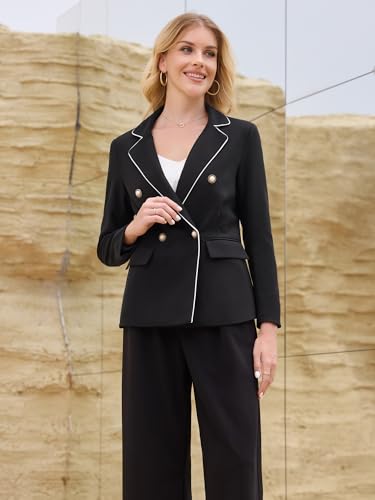 Women's Double Breasted Work Blazer Business 2025 Casual Suit Jacket3