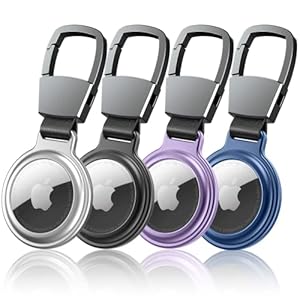 4 Pack Air tag Holder, Air Tag Key Ring, Keychain AirTags Case with Anti-Lost Keyring, Finder Items Airtag for Luggage…