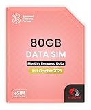 Three 80GB Data SIM - Uncapped 5G - Preloaded MONTHLY Until October 2026 - Plug & Play for Routers & Phones - Access to Three & Vodafone - Connects to the Strongest Signal available