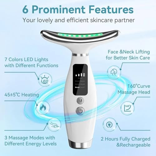 Image of SHOPOGENIX 7-in-1 Beauty Massager for Face and Neck Based on Thermal and 3-Speed VibrationTechnologies for Skin Care Firm Tightening and Smooth For all skin type.