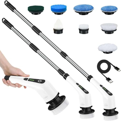 Image of 9 in 1 Cordless Electric Spin mop Floor Cleaning Machine Electric Spin Scrubber, Cleaning Brush, Shower Scrubber Power Cleaning Brush with Extension Handle, Bathtub Grout Tile Floor