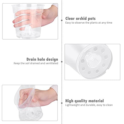Durony 12 Pack 4.5 Inches Clear Orchid Pots With Holes Flower Plant Pot Durable Plastic Planter With 12 Pieces Plant Labels Great Drainage For Seedlings Planting #TOP2