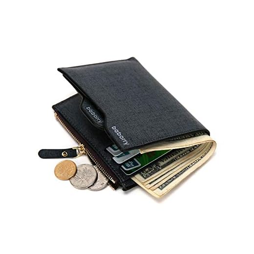 Epinki Moda Accesorios Pu Piel Monedero para Hombre Billetera Bifold Cierre Cartera Azul